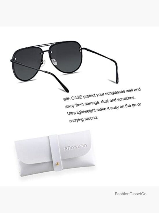 Oversized Aviator Rimless Metal Frame Sunglasses with Spring Hinges main image 5